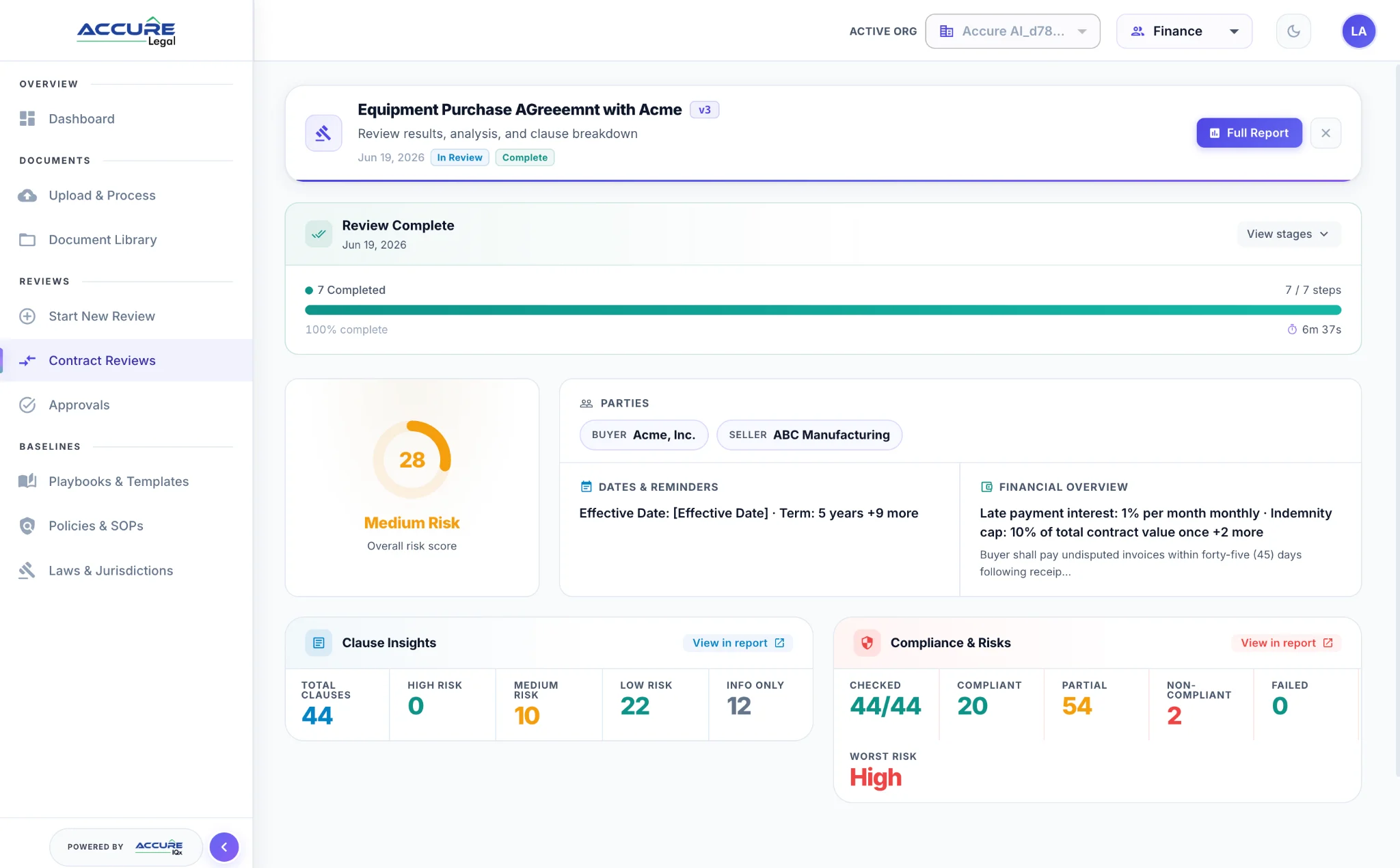 AccureLegal dashboard